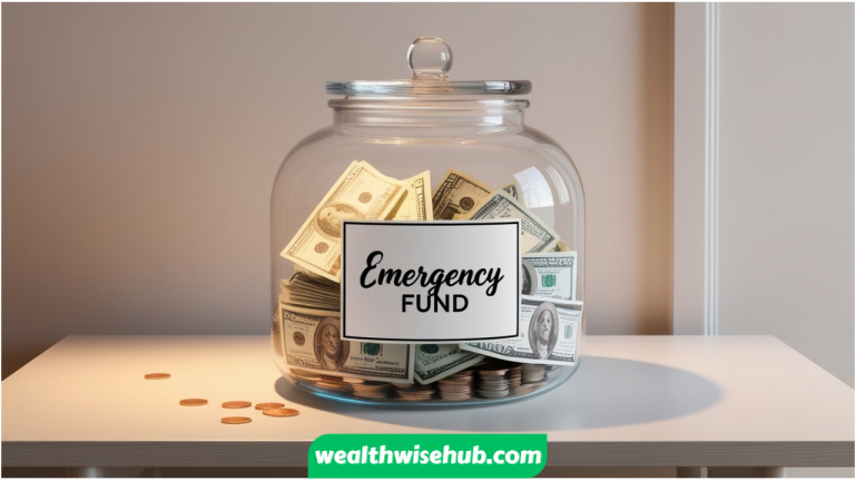 This image should show a clear jar or piggy bank with cash inside, labeled "Emergency Fund," symbolizing saving for unexpected costs.